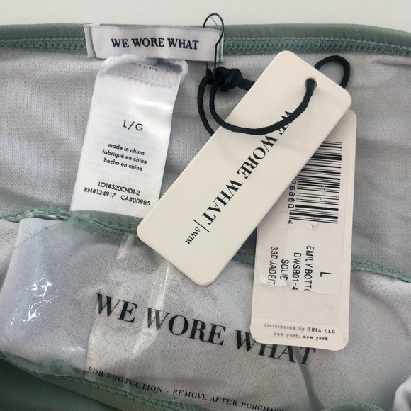 Onia x WeWoreWhat 2pc Bikini Jadeite Striped Lydia Top & Emily Bottom L NWT - Picture 2 of 9